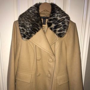 INC Waist length pea coat with fur collar  & cuffs